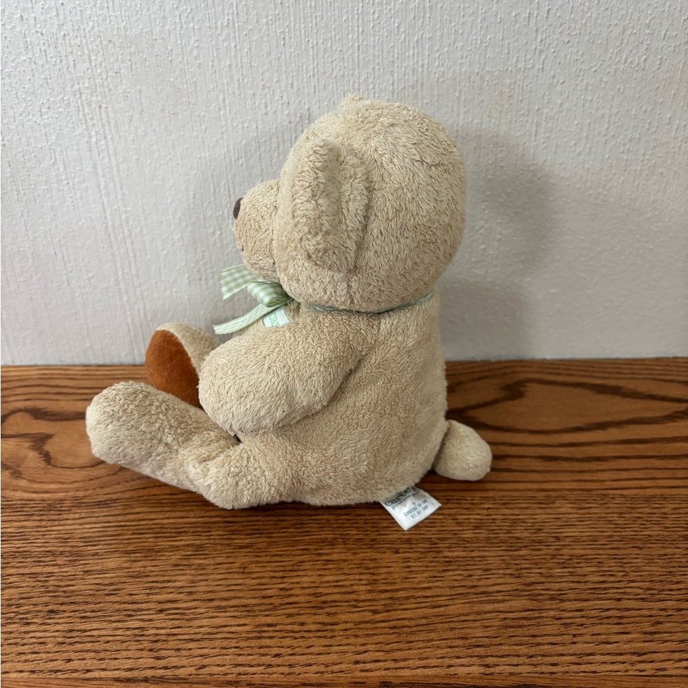 Vintage CARTERS Just One Year Plush Bear Green Bow Logo Prestige Toys Rattle - Picture 4 of 8